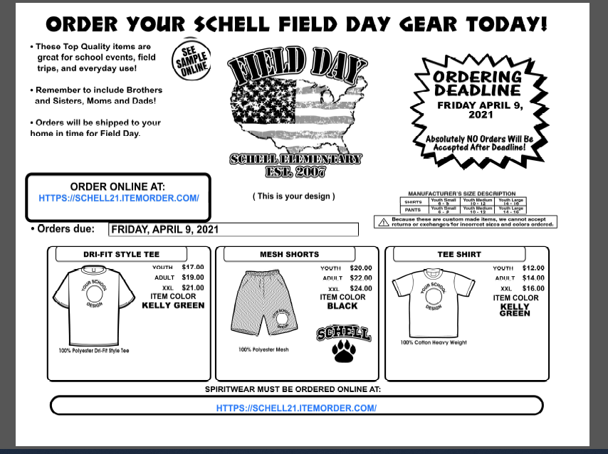 SchellCoyotes1's tweet photo. Hey Schell Coyotes! Field Day gear will be sold online this year and shipped directly to you! All orders are due by April 9th! (SCHELL PTA)
https://t.co/kmHxFS2Tgh https://t.co/uTJSKymShM