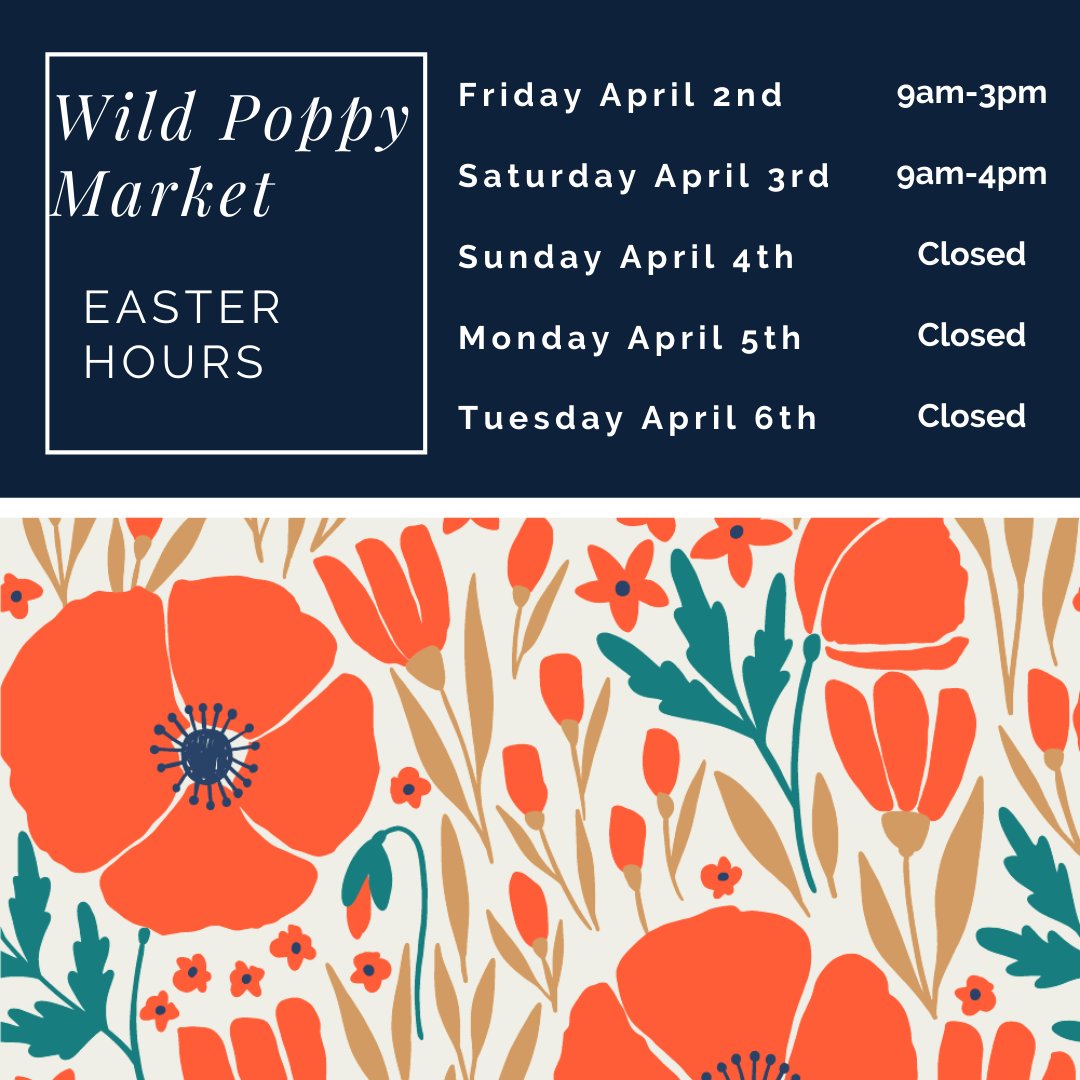 WildPoppyMarket's tweet photo. Looking forward to seeing you this weekend!
We'll have lots of Easter treats ready for you in store 🐰
#happyeaster #wildpoppymarket #ladysmithbc https://t.co/yD1Smiwzdm