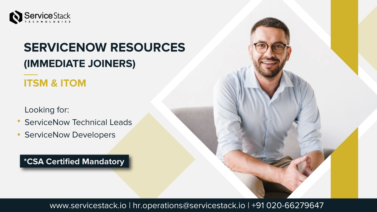 ServiceStackTec's tweet photo. @ServiceStackTec is hiring #servicenow technical leads and #servicenowdeveloper on an urgent basis to work with us remotely! If interested please write to us at hr.operations@servicestack.io

#Hiring  #Recruitment  #NowHiring  @servicenow  #servicenowjobs #remotework #remotejobs https://t.co/mLumq4dz02