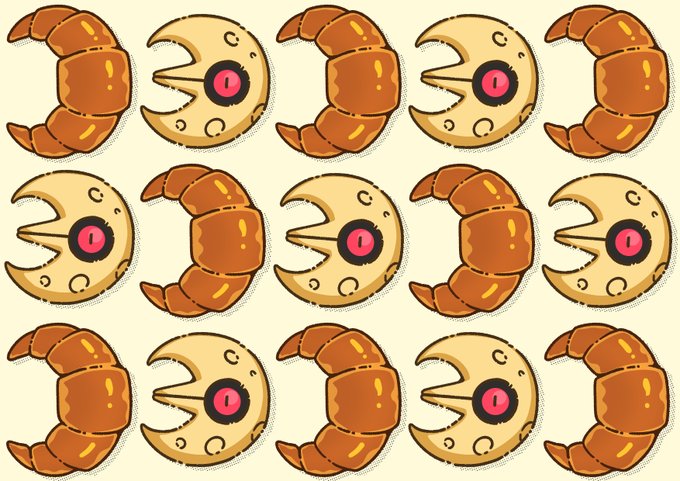 クロワッサンとルナトーン
#ポケモン #Pokémon  #イラスト 