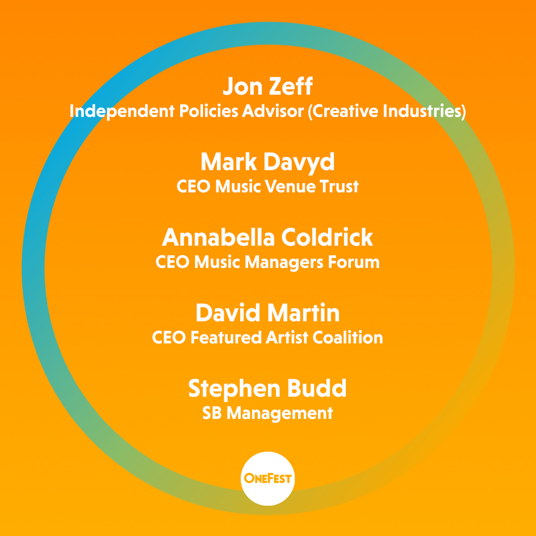 musicvenuetrust's tweet photo. Day two of the award winning @OneFestUK is in full swing! 

Today at 3pm, MVT CEO @markdavyd is joining @jonzeff, Annabella Coldrick of @MMFUK, David Martin of @FeaturedArtists &amp; @stephenbudd to discuss the collective impact of COVID &amp; Brexit. 

👉 https://t.co/QgkRLzzILt https://t.co/05lsd3DinK