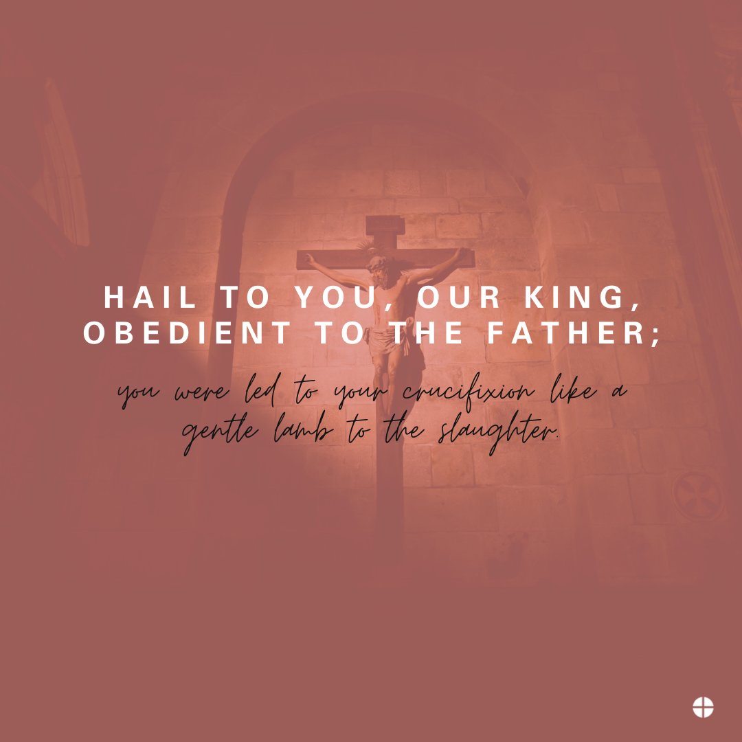 USCCB's tweet photo. "Hail to you, our King, obedient to the Father; you were led to your crucifixion like a gentle lamb to the slaughter." #HolyWeek https://t.co/qb6f4Bt1u3