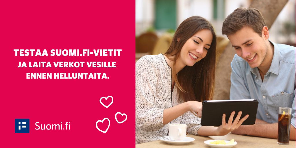 suomifi's tweet photo. Suomifi palvelee 1.4. alkaen myös digitaalisilla parisuhdemarkkinoilla. 💕

Uuden Vietit-palvelun suositukset pohjautuvat tekoälyyn ja väestötietojärjestelmään.

Palvelu soveltuu kaikille uutta suhdetta etsiville.

Suomi.fi-vietit palvelun ilmoitukset saat Suomi.fi-viesteihin. https://t.co/Sgq72BpbmO
