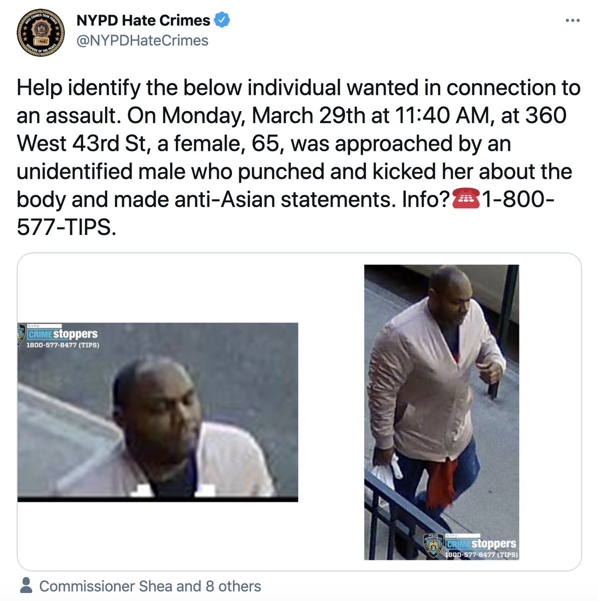 ajplus's tweet photo. A man beat and kicked a 65-year-old Asian woman outside a building in NYC. She was hospitalized with serious injuries.

Video shows the man beating her and saying slurs as onlookers do nothing — the guard just closed the door.

NYC has logged 30+ anti-Asian hate crimes this year. https://t.co/NL0E6us9rk
