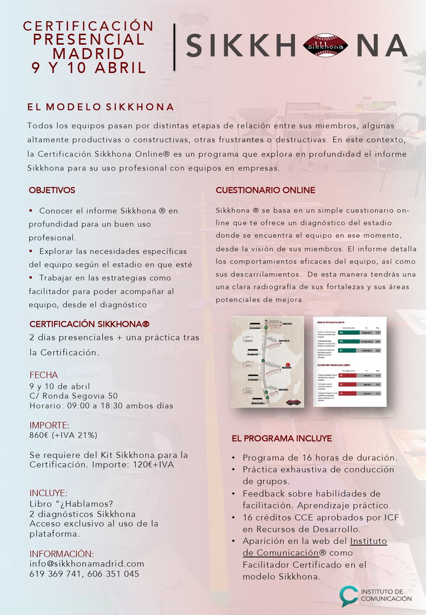 coachingraquel's tweet photo. 🟩 ¿Gestionas un equipo y quieres aprender cómo trabajar en remoto alineados y con confianza ?
🟥 ¿Eres consultor/coach/ rrhh y quieres ampliar tu caja de herramientas con el modelo de desarrollo de equipos Sikkhona®?
Reserva tu plaza. Certificación oficial Sikkhona® 9 y 10 abril https://t.co/nv6Jy1a6J4