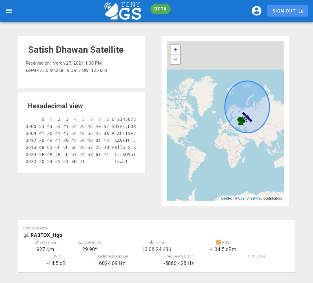 riftron_'s tweet photo. On March 27th, 2021 at 1:56 PM IST, first intercontinental communication was made using our @SpaceKidzIndia Satish Dhawan SAT (#SDSAT). A thank you message was uplinked by @ka9etc from USA and it was received by #ra3tox in @tiny__GS network, when the satellite was over Russia. https://t.co/0oduhQqcNn