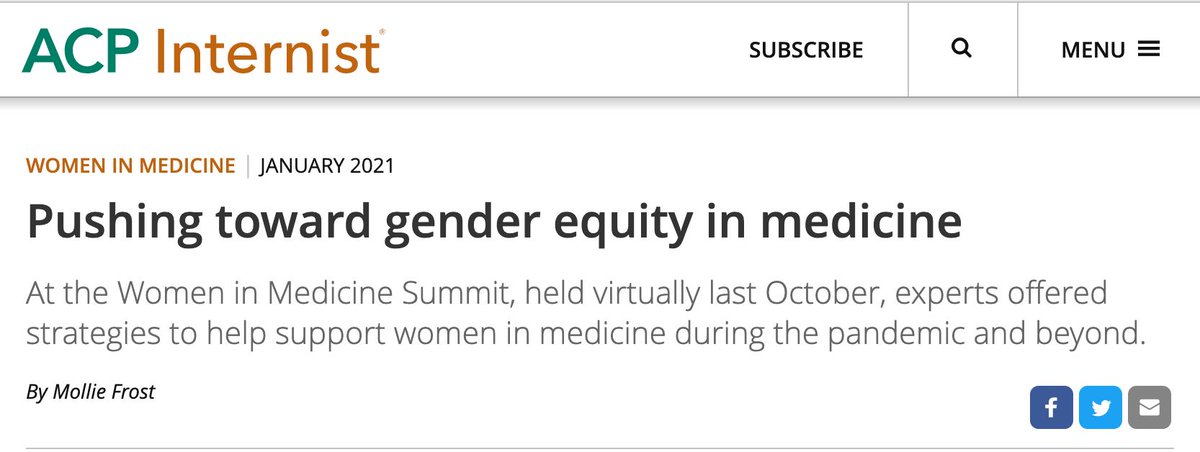 Pushing Towards Gender Equity in Medicine: "...fewer women are applying for higher-level positions during the pandemic... they are busy leading COVID-19 efforts and taking care of their home institutions and families...",  <a href="/ACPinternists/">ACP</a> <a href="/NancyDSpector/">Nancy Spector</a>
acpinternist.org/archives/2021/…