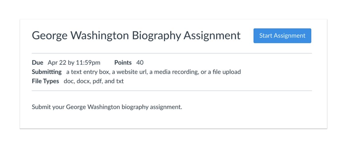 I think this is going to be a HUGE benefit for students in <a href="/CanvasLMS/">Canvas LMS</a>! The button in Assignments will switch from the current wording "Submit Assignment" to "Start Assignment" in tomorrow's (3.31) release! Check it out! community.canvaslms.com/t5/Deploys/Can…