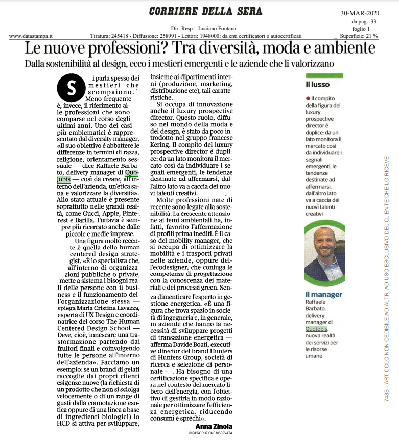 quojobis's tweet photo. #QuoJobis Una figura emergente e che acquisirà sempre più importanza in futuro è il #DiversityManager, ne parla #RaffaeleBarbato sul @Corriere #news #Jobs #jobsearching #lavoro #working #risorseumane https://t.co/zjNynsyxCF https://t.co/hDxrIkH3GD