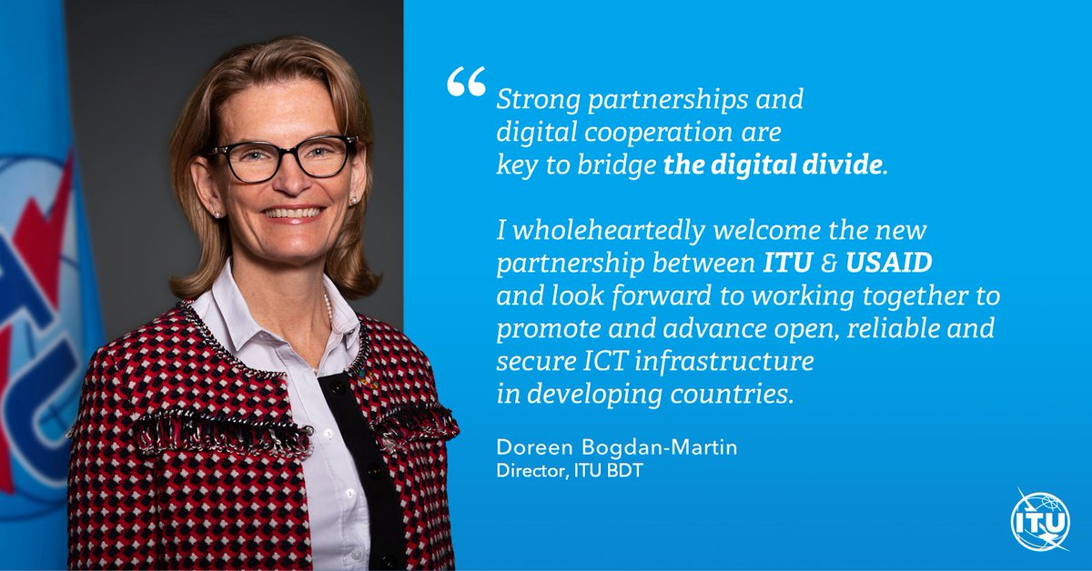 ITUDevelopment's tweet photo. 🆕📢: Today marks the beginning of a new partnership between @ITU &amp; @USAID as we join our efforts and strengthen our collaboration to bridge the #DigitalDivide, remove barriers to digital inclusion, #BuildBackBetter and #LeaveNoOneBehind.

🔗: https://t.co/tJr5ZUcT3r https://t.co/3Wf5FIsbPe