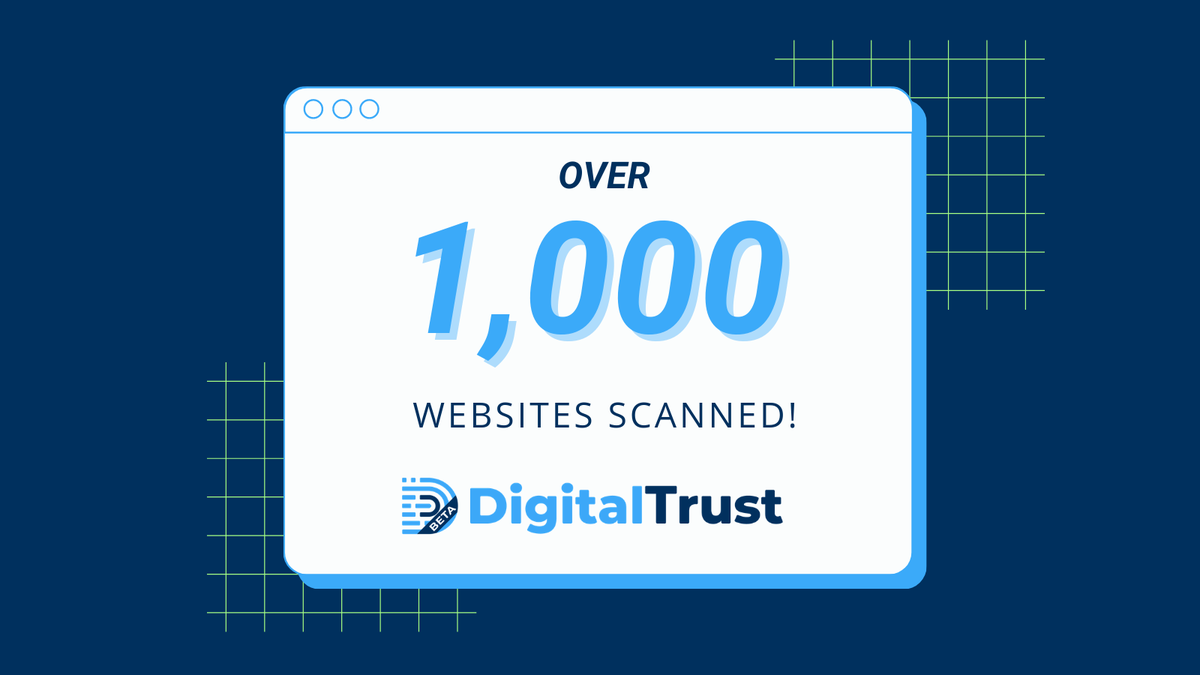 getDigitalTrust's tweet photo. 1,000 websites scanned and we're just getting started! 
➡️Join us on our mission to build trust and confidence across the web: https://t.co/ud8cyY9UPj

#smallbusiness #startup https://t.co/qZDOs3xfhA