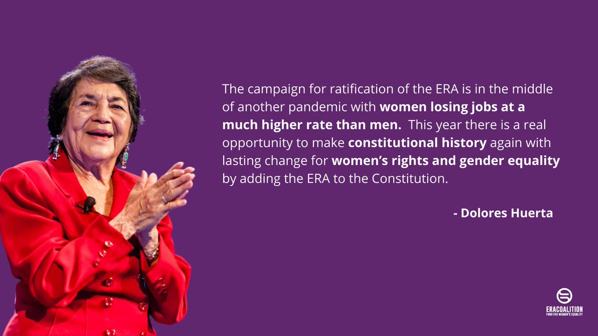 ERACoalition's tweet photo. Now is the time for the Senate to recognize there can be no time limit for equality. @DoloresHuerta #EqualRightsAmendment #ERANow #WeWantIn #ERAAction https://t.co/DMRDkafZoe