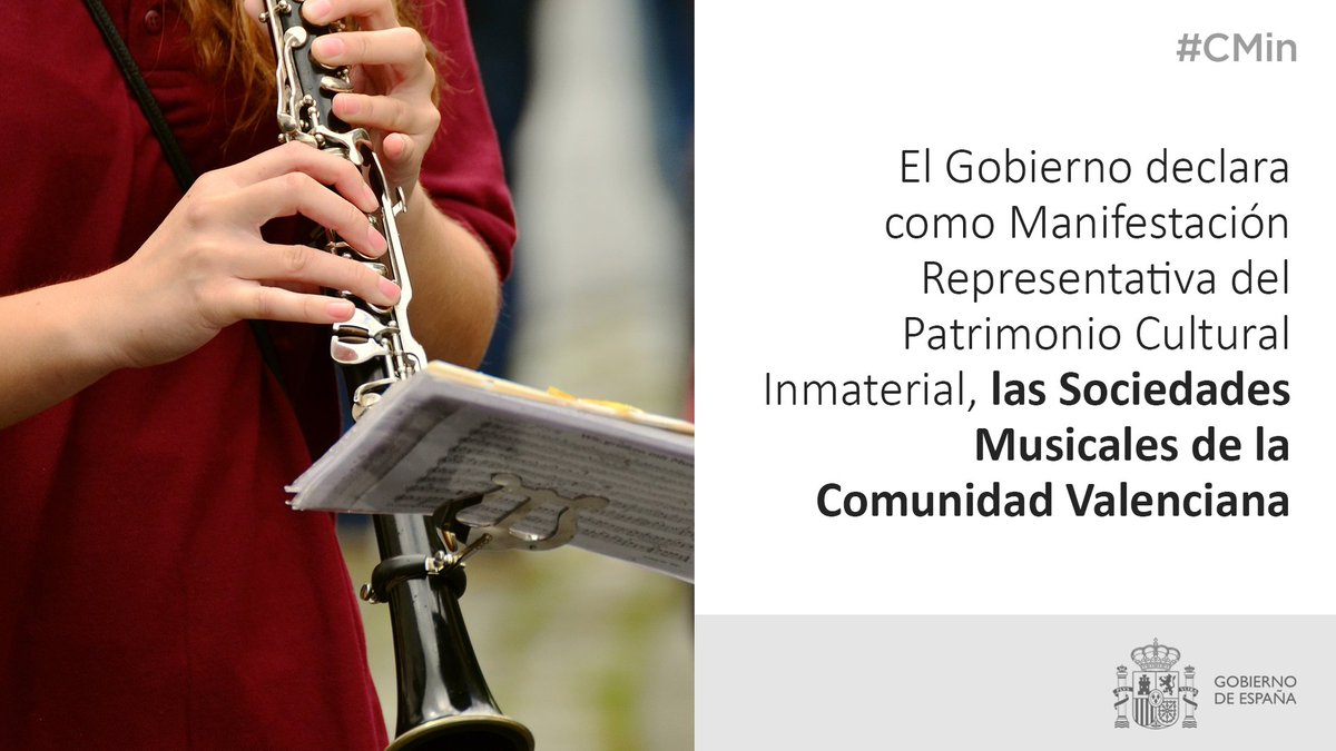 DelegGobCVA's tweet photo. El #CMin declara como Manifestación Representativa del Patrimonio Cultural Inmaterial, las Sociedades Musicales de la Comunitat Valenciana. https://t.co/nNZb8HPhZ2
