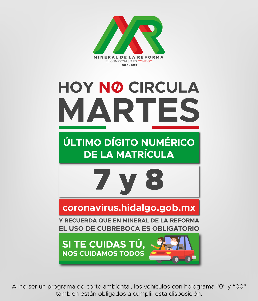 AMineralReforma's tweet photo. La pandemia nos ha llevado a extremar las medidas de prevención con el fin de salvaguardar la salud de las y los mineralreformenses.
En coordinación con el gobierno estatal se optó por reducir la movilidad en el municipio.
#Quenosetepase #MineralDeLaReforma #ElCompromisoEsContigo https://t.co/upUcmeAkkx