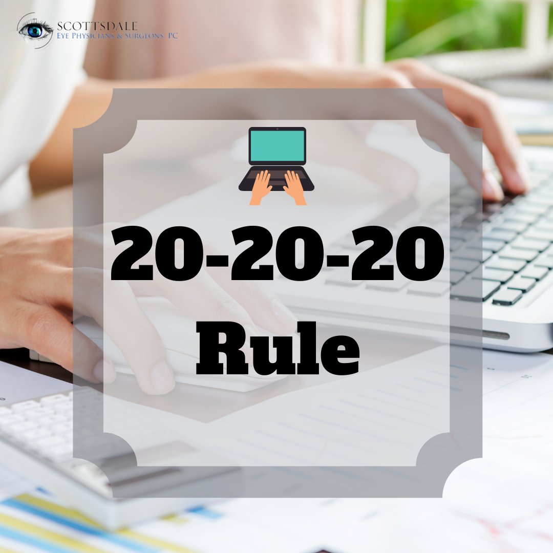 ScottsdaleEye's tweet image. If you are using a computer for long hours, try the 20-20-20 rule to reduce eyestrain: Every 20 minutes, look away about 20 feet in front of you for 20 seconds.
#DigitalEyestrain #Bluelight #ComputerUsage #WorkFromHome
#EyeSight #EyeTips #EyeHealth