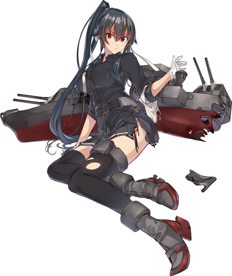 矢矧改二の立ち絵と中破絵。インナーは黒。#艦これ