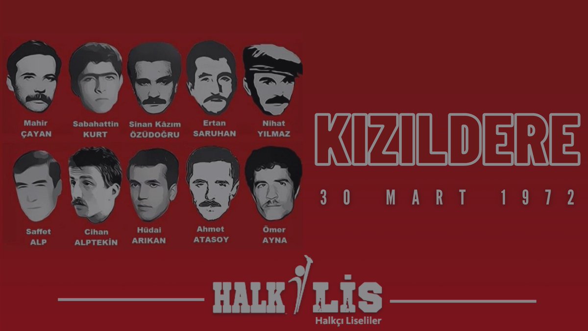 49 yıl önce bugün 30 Mart 1972 tarihinde Kızıldere'de Mahir Çayan ve 9 devrimci arkadası yüzlerce kurşunla katledildi. Bugünden geriye bir yarına gidenler kalır bir de yarın için direnenler.

On'lar karanlığı yırttılar; aydınlığı biz getireceğiz!

#Kızıldere #30Mart1972