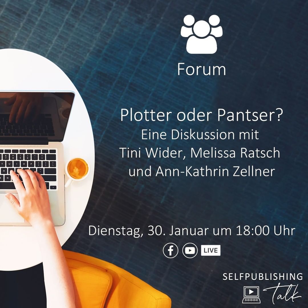 SPVerband's tweet photo. Bist du Plotter oder Pantser? Über dieses Thema diskutieren Tini Wider, Melissa Ratsch und Ann-Kathrin Zellner heute Abend im Selfpublishing-Talk auf Facebook. Mehr Infos zum SP-Talk hier: https://t.co/zSCT0ZbLoL https://t.co/ztkgfb7qnO