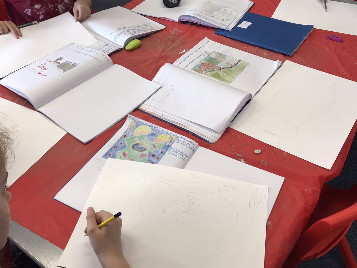 WhetstoneYear6's tweet photo. Year 6 are working hard to create their own Monet-inspired masterpieces. Once finished, their paintings will show how our landscape might change due to climate change and pollution. https://t.co/wGJCAhAQkG