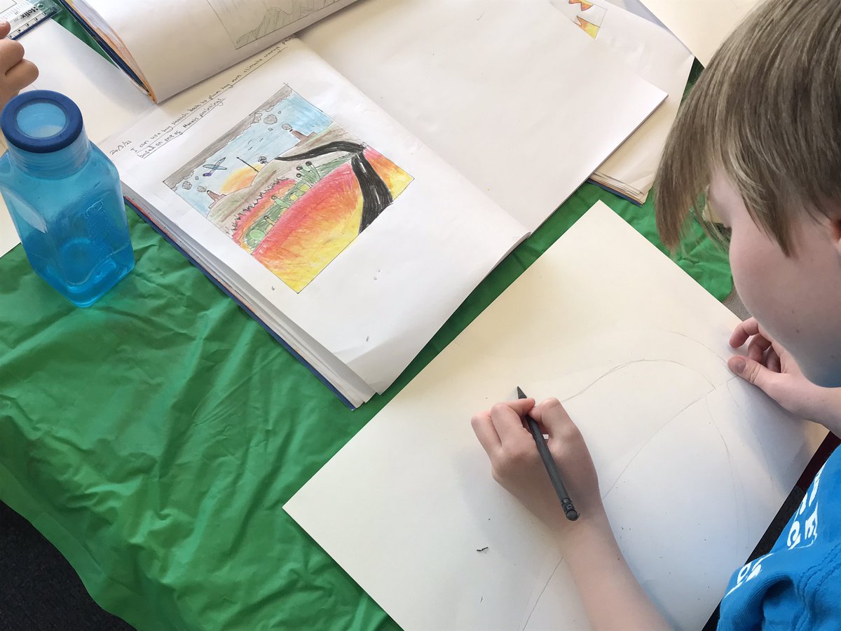 WhetstoneYear6's tweet photo. Year 6 are working hard to create their own Monet-inspired masterpieces. Once finished, their paintings will show how our landscape might change due to climate change and pollution. https://t.co/wGJCAhAQkG