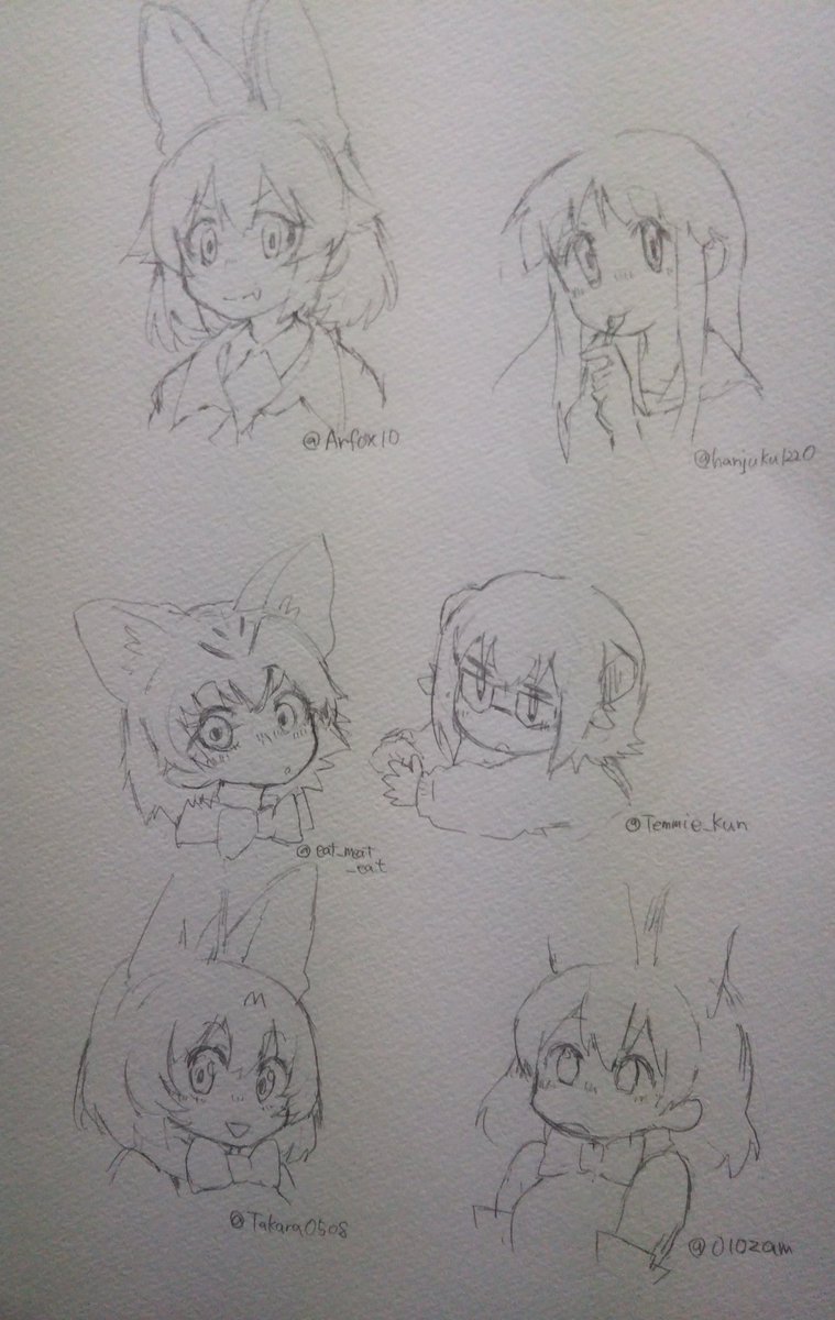 フォロワーさんズのアイコンをアナログで描いてみました 