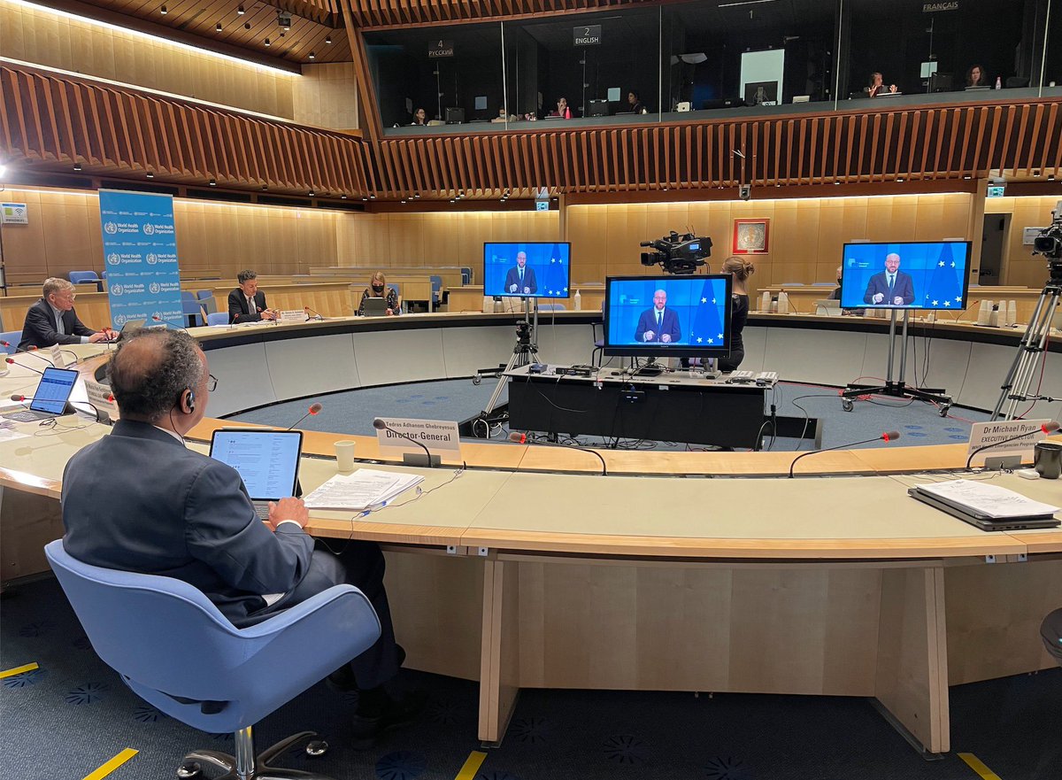 DrTedros's tweet photo. Thank you so much @eucopresident Charles Michel for championing the call for an international #PandemicTreaty to make the world better prepared to respond to pandemics and health crises. @WHO strongly welcomes your leadership. 
https://t.co/sKnX39rnla https://t.co/LyOLWmI7He