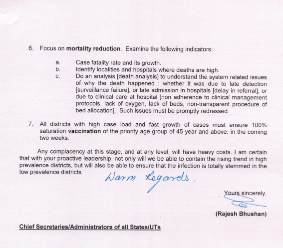 timesofindia's tweet photo. Union Health Secretary Rajesh Bhushan writes to Chief Secretaries and Administrators of all States/UTs, suggesting them action required at the district level in the wake of the #COVID19 situation. https://t.co/eepVfCXe4y