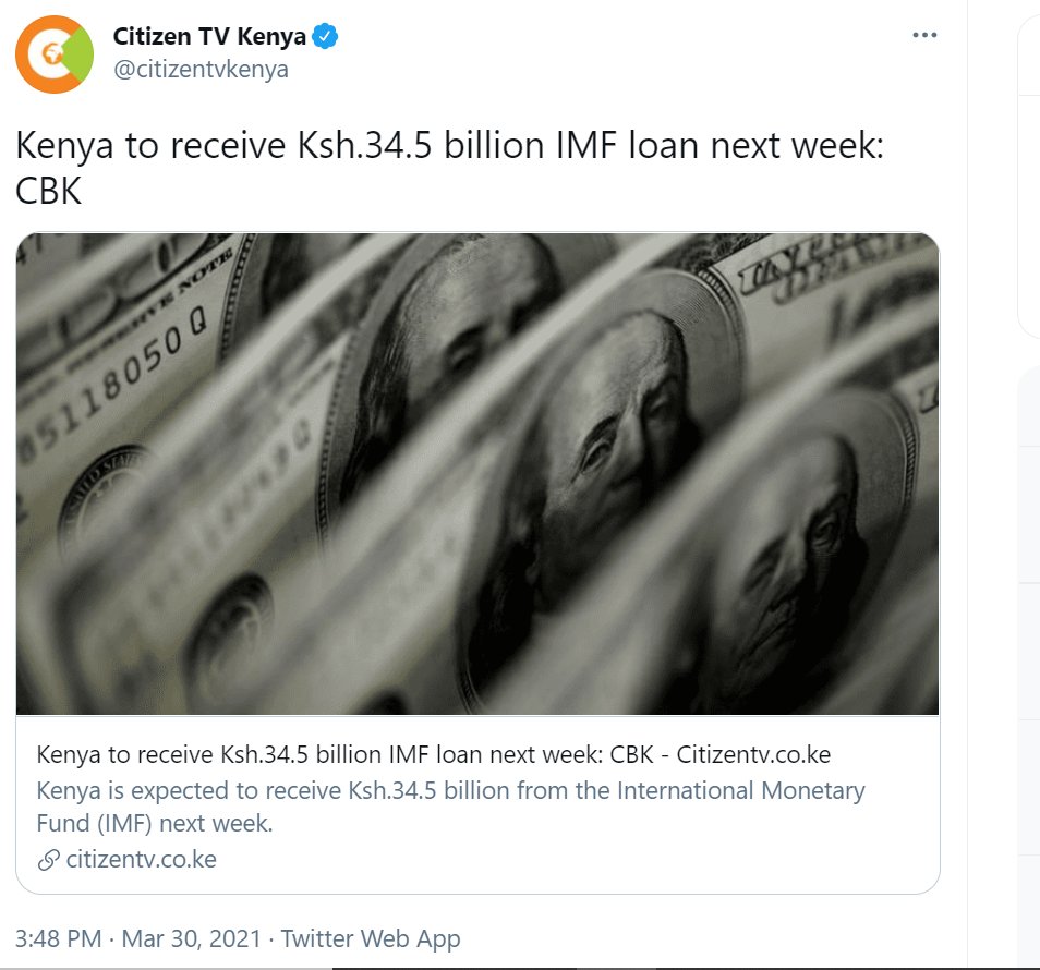 Kimaiyo's tweet photo. Shit. Mans spitted this wisdom 3 days ago after Lockdown. He had seen the future. This was Uhuru's strategy to get this loan! https://t.co/LwptXKK8Ek
