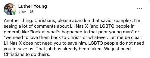 If you want to see my thoughts on @LilNasX, I've said quite a bit on my Facebook page. But here are a couple of snippets. #queertheology