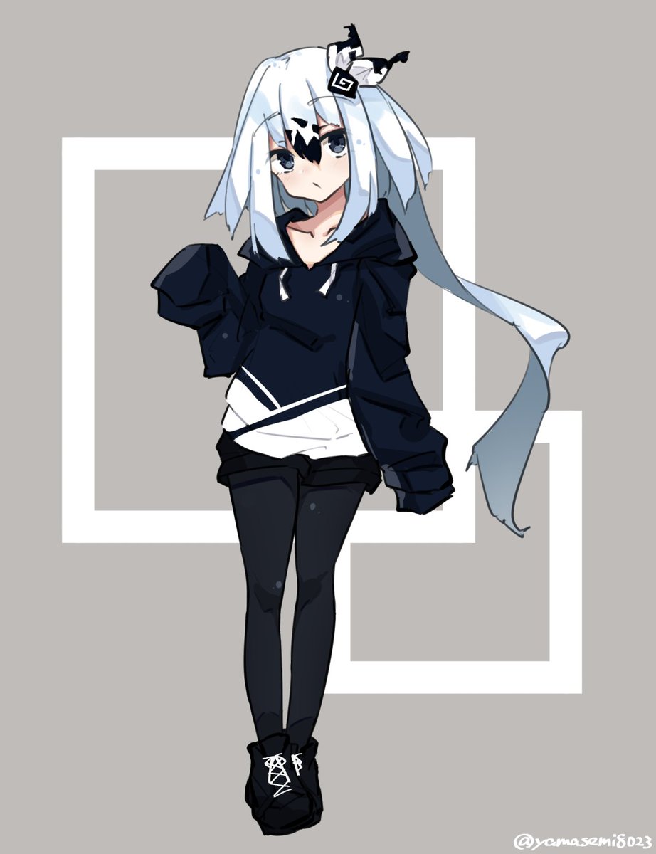 「黒パーカーシキちゃん、可愛いなって 」|ヤマセミのイラスト