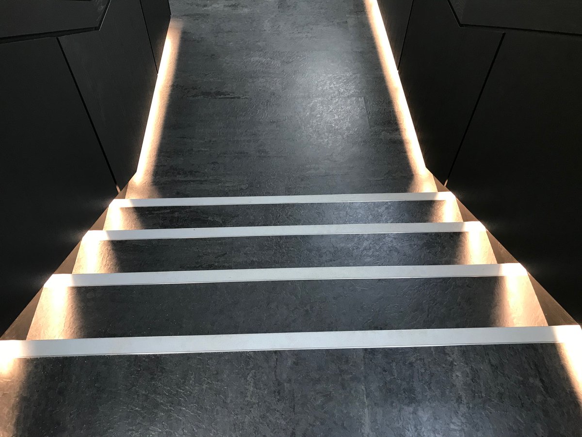European Oak Handrail for our 8-floor staircase
cladding project, This is a continuation of a project which started as a mock up flight of stairs – steel included, at our factory in Essex.

2414 meters of lipping is being applied to the oak
veneered MDF panels - That's insane!