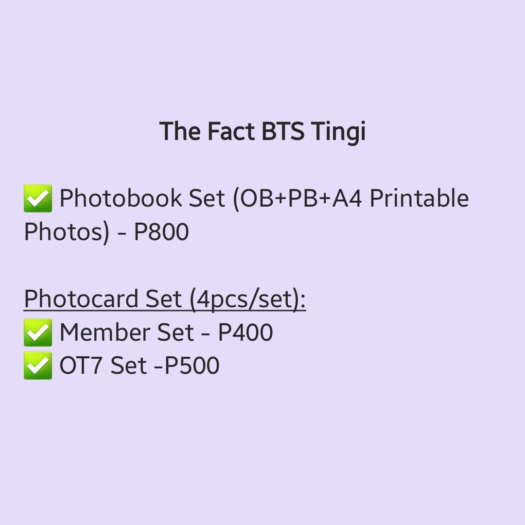 merchdropbam's tweet photo. The Fact BTS Tingi Batch 1
ALL MUST BE TAKEN
๐ฐ P400-P800 (See photo)
๐ DOP: Apr. 30
๐โโ๏ธ Hyungs must be taken first
โก๏ธ Will allow maknae/OT7+hyung
โ NO CANCELATION/DELETION โ
Reply mine + item.
#FreshMerchBungee #MMBPHGO
wts lfb ph bts rm jin suga jhope jimin v jungkook https://t.co/yar9rjKjzW