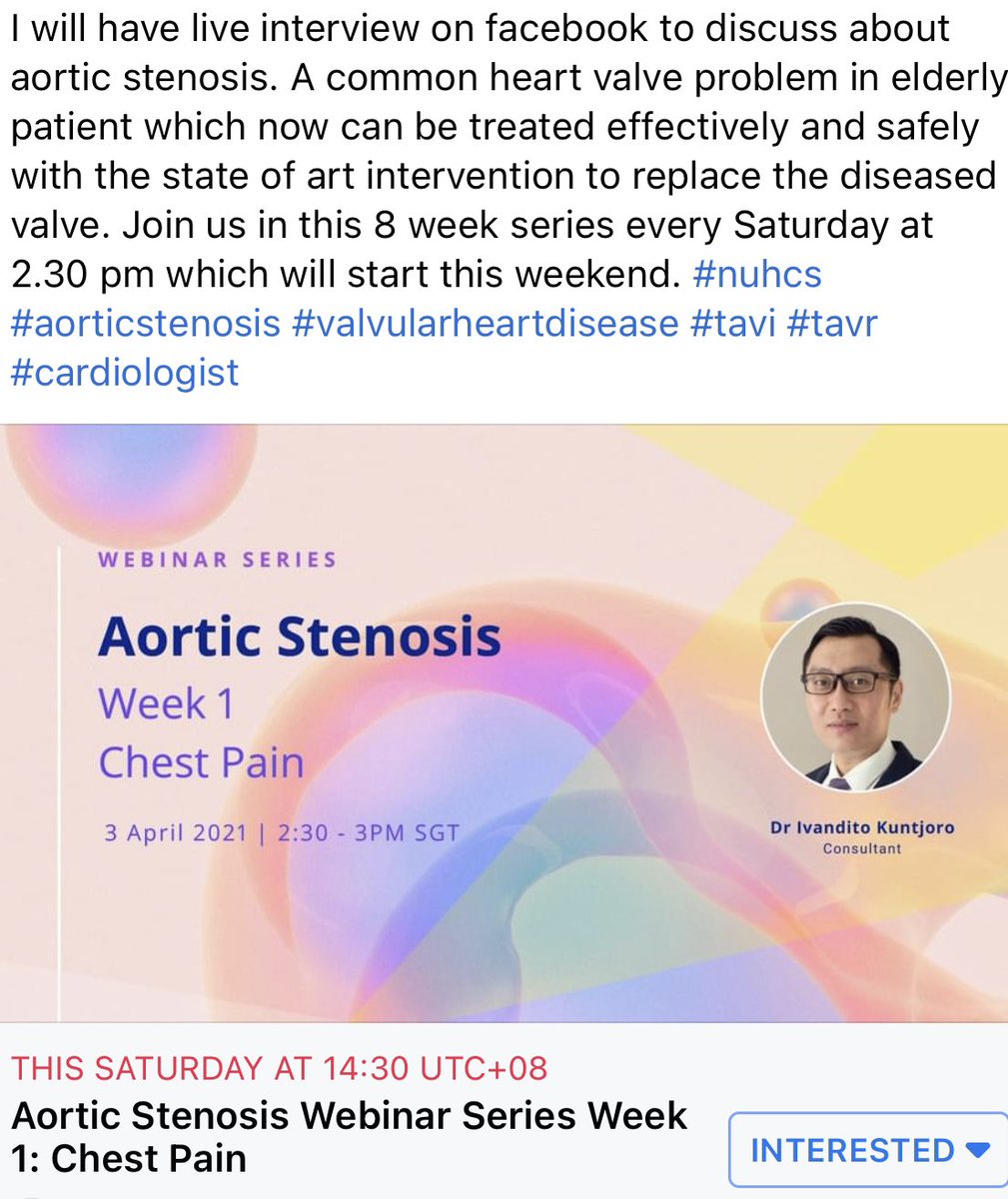 Facebook live series for Aortic Stenosis. #nuhcs #aorticstenosis #structuralheartdisease #TAVR