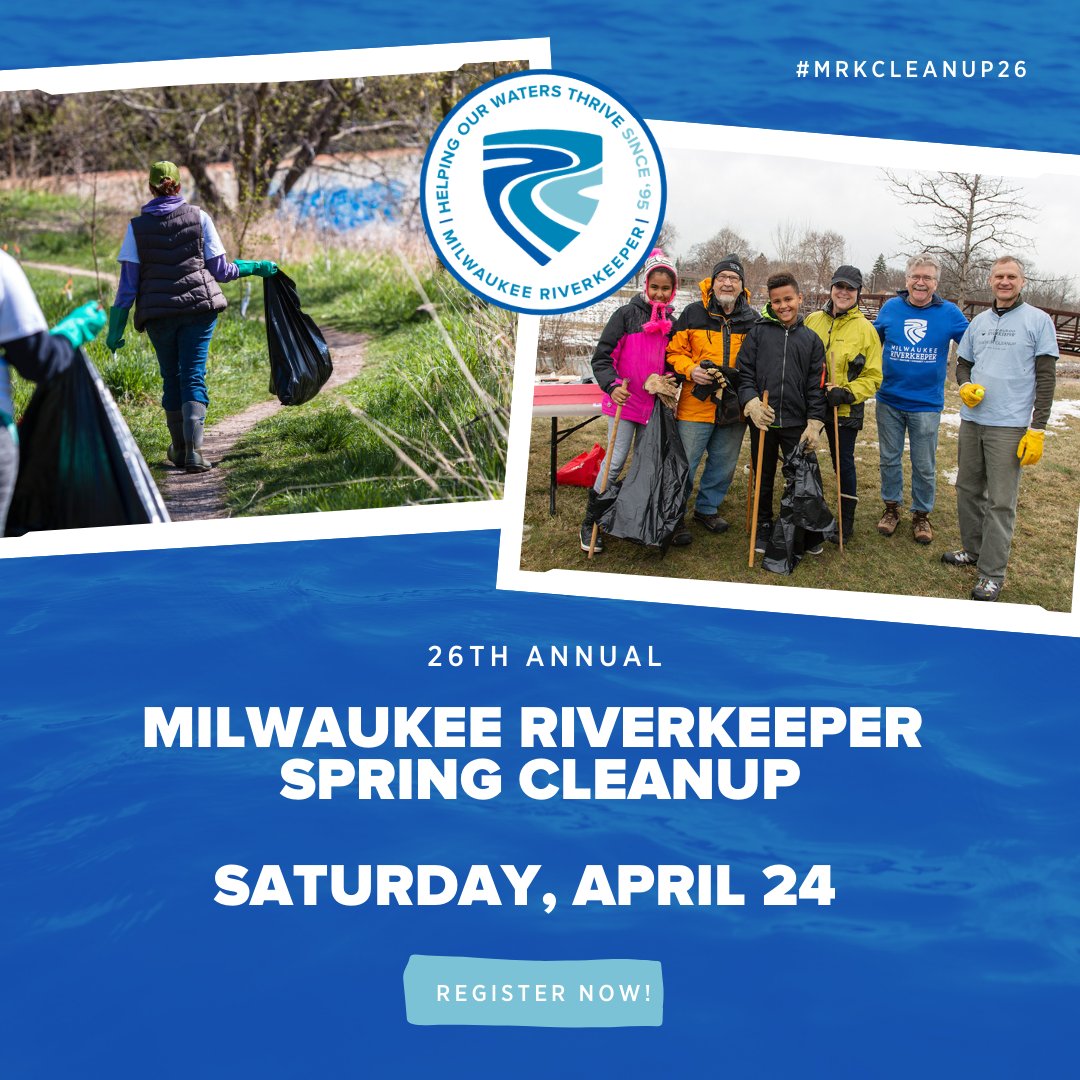 It's time to come together and restore our #waterways once again! Register for the 26th Annual <a href="/mkeriverkeeper/">MilwaukeeRiverkeeper</a> Spring Cleanup on 4/24. Register at bit.ly/HDIclean. 

#MRKCleanup26 #HarborDistrictMKE