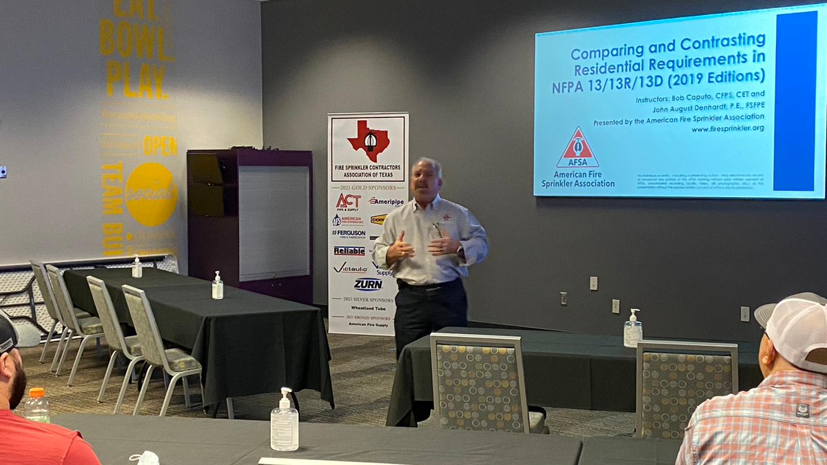 AFSA's tweet photo. This morning AFSA President Bob Caputo, CFPS and Vice President of Engineering and Technical Services John August Denhardt, P.E. presented at the Fire Sprinkler Contractors Association of Texas meeting in Dallas, Texas.
Thanks to all who came out! #AFSAChapters https://t.co/i645w1fVmU