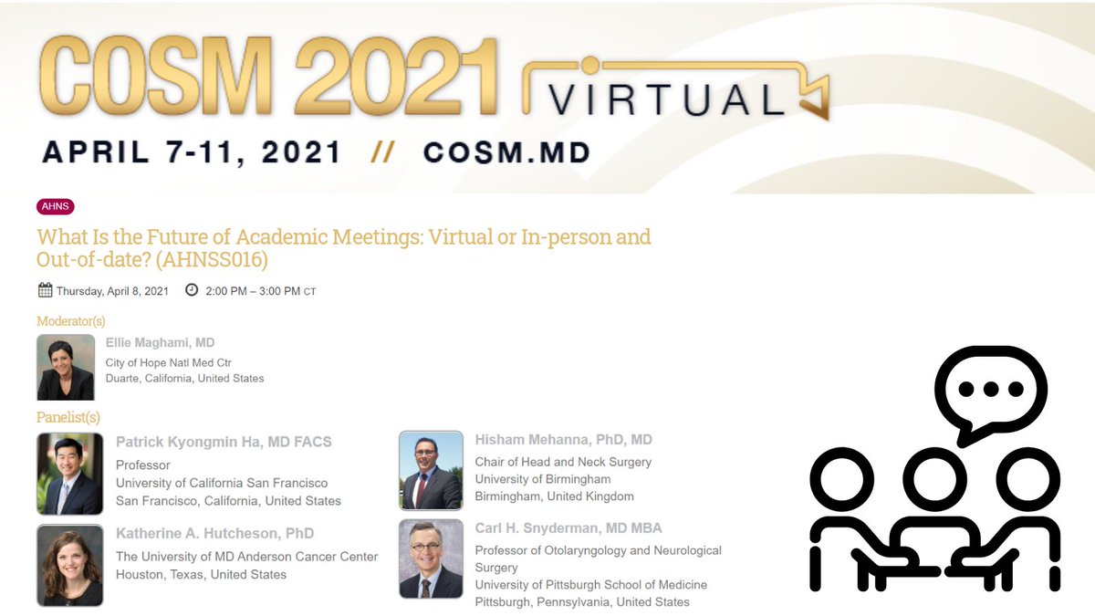 What Is the Future of Academic Meetings: Virtual or In-person and Out-of-date? (AHNSS016) Only at #2021COSM 
cdmcd.co/pEMGAn Register now.
