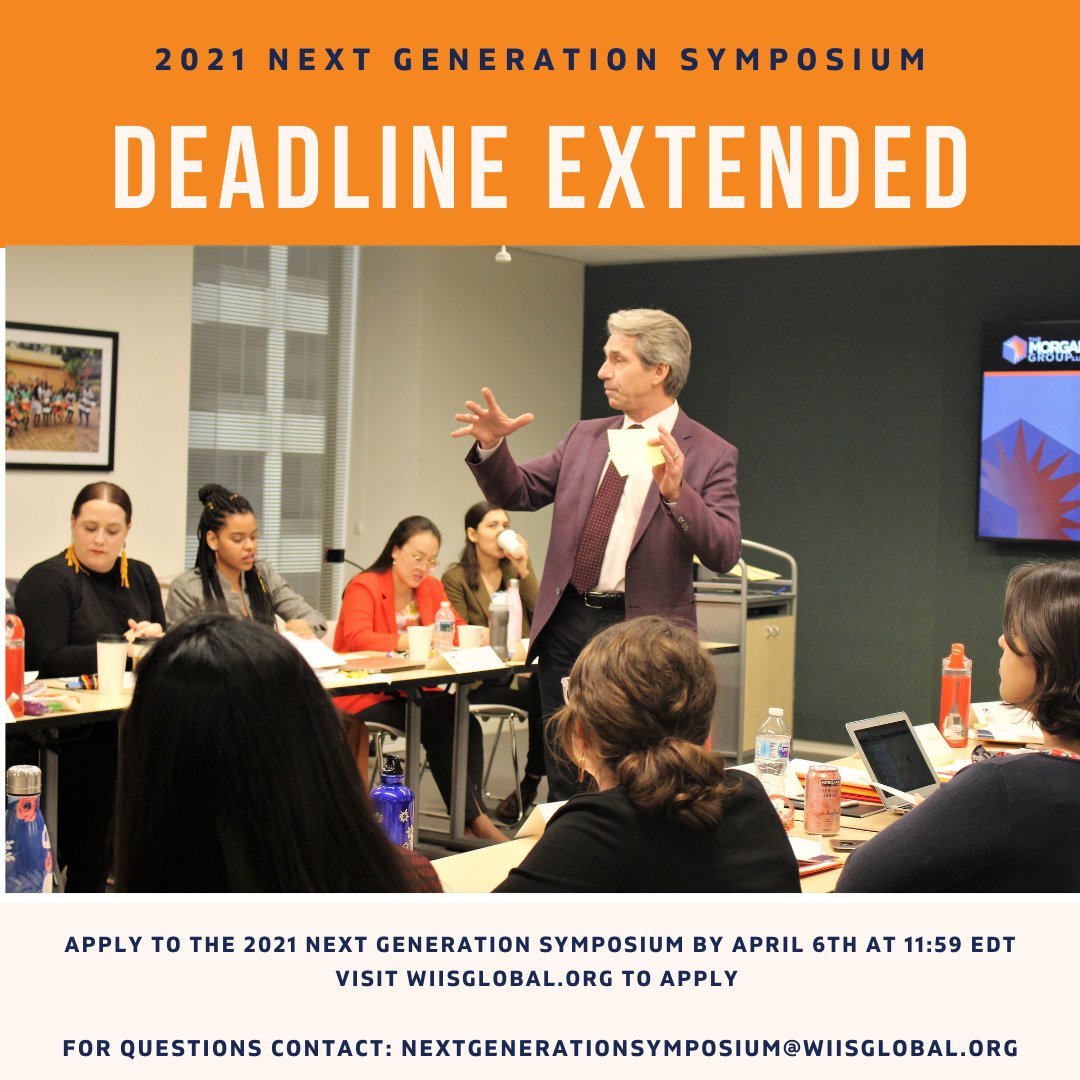 In light of the Spring holiday season, the deadline to submit your application to the 2021 Next Generation Symposium has been extended to Tuesday, April 6, 2021 at 11:59 PM EDT! Learn more about this exciting opportunity and apply here: ow.ly/iXH350Ecy3X