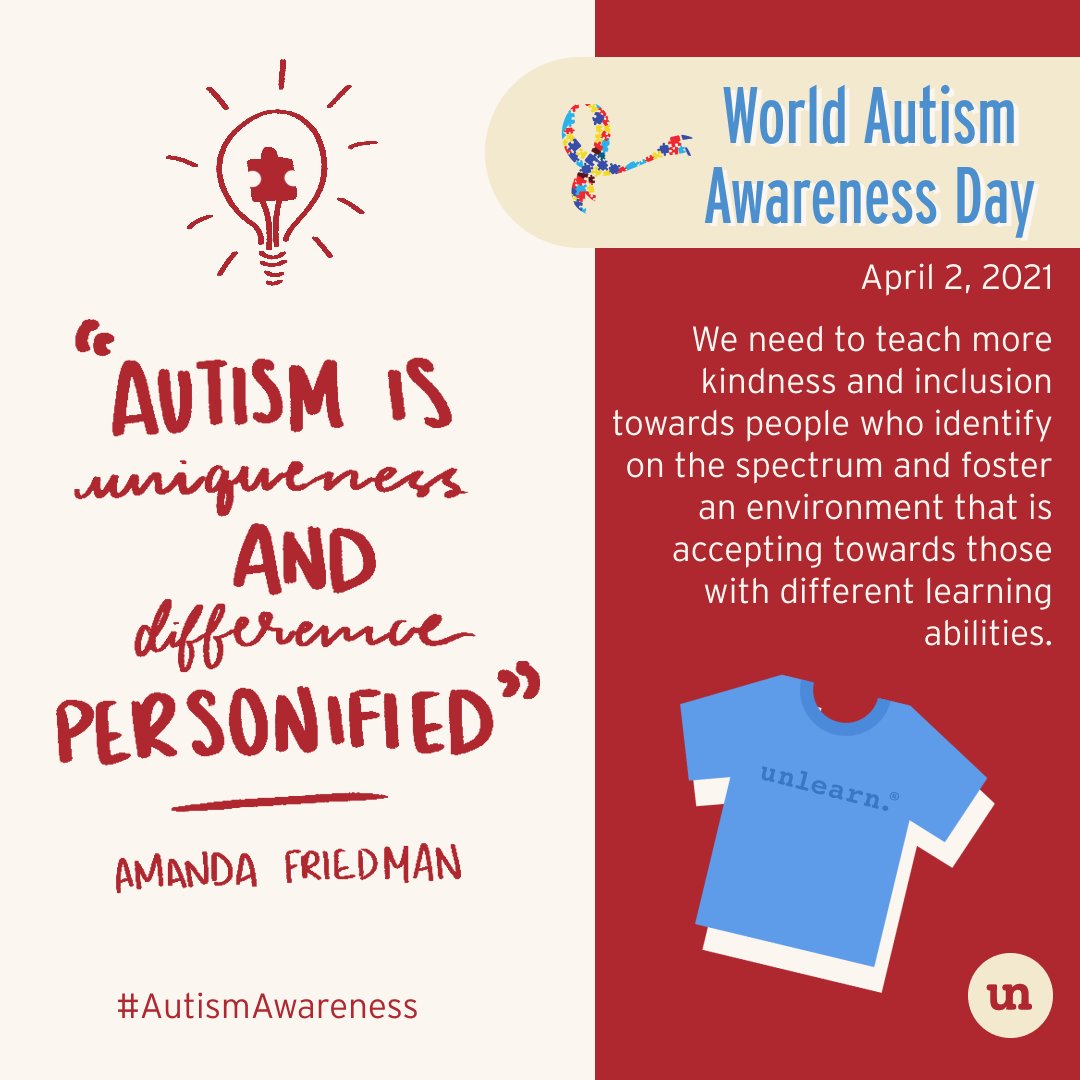 unlearn_com's tweet photo. What do you know about autism? What do you wish people knew?
How does this unlearn design speak to the topic of autism?
#unlearn #lightitupblue https://t.co/2JxeFvJsRg