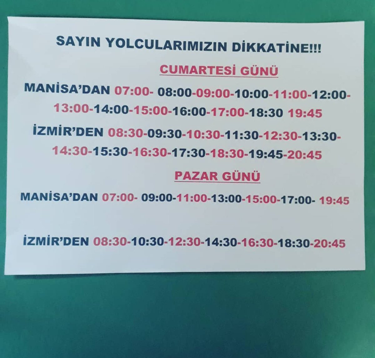 Yeniden yapılandırılan kısıtlamalar sonrası en güncel seferlerimiz görseldedir.