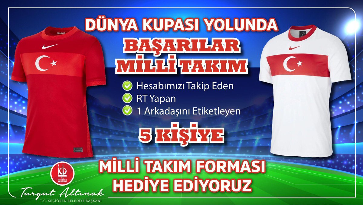 Kalbimiz sizinle #BizimÇocuklar!

🇹🇷Hesabımızı Takip Eden
🇹🇷RT Yapan
🇹🇷1 Arkadaşını Etiketleyen

5 KİŞİYE MİLLİ TAKIM FORMASI HEDİYE EDİYORUZ

Haydi Türkiye’m! <a href="/MilliTakimlar/">Türkiye #BizimÇocuklar 🇹🇷</a>
#TURLAT #WCQ