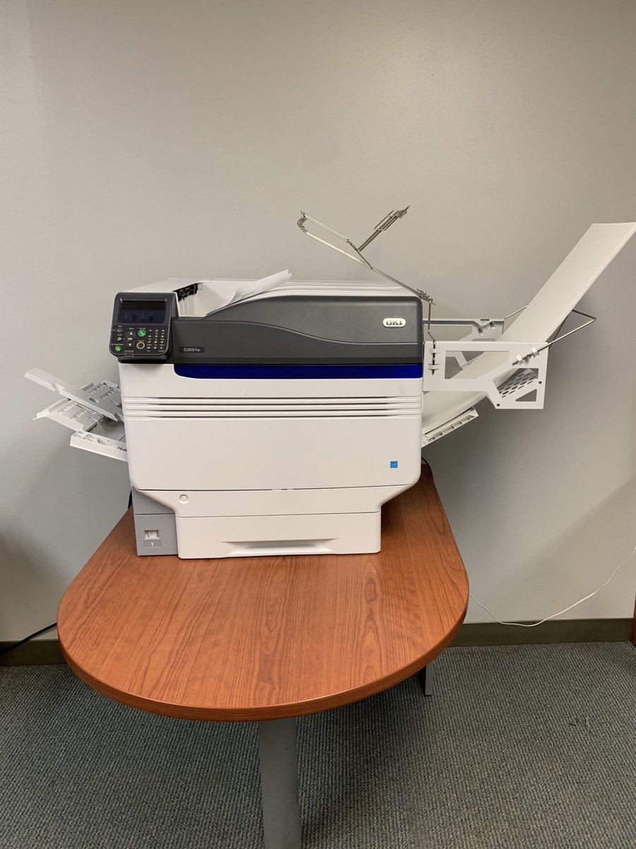 RobTysdal's tweet photo. Another successful install with ⁦@OKIData⁩ #931. With the extended tray option. Need to print extra long sheets? Ask your favorite ⁦@BarneyFiber⁩ rep for more details #clampitt #digitalprinting #thepaperpeople #callclampitt https://t.co/mMYfliZxXs