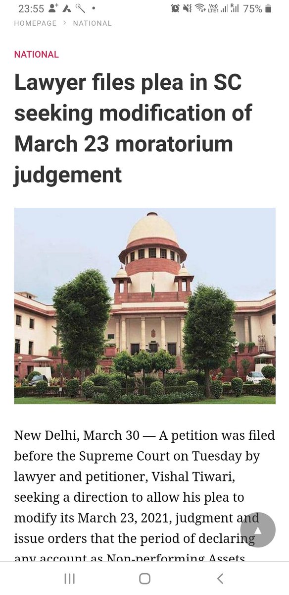 VISHALT12039545's tweet image. Borrowers Still needs time.
NPA 90 days shall be counted from 23rd march 2021.
Lawyer files plea in SC seeking modification of March 23 moratorium judgement aninews.in/news/national/…