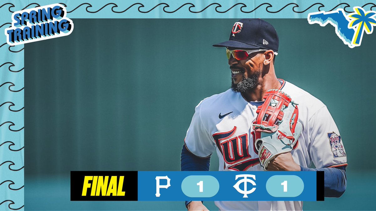 Twins's tweet photo. Last game of #MNTwinsST ends in a tie. All 👀 on Opening Day! https://t.co/BqS6Q9BNYq