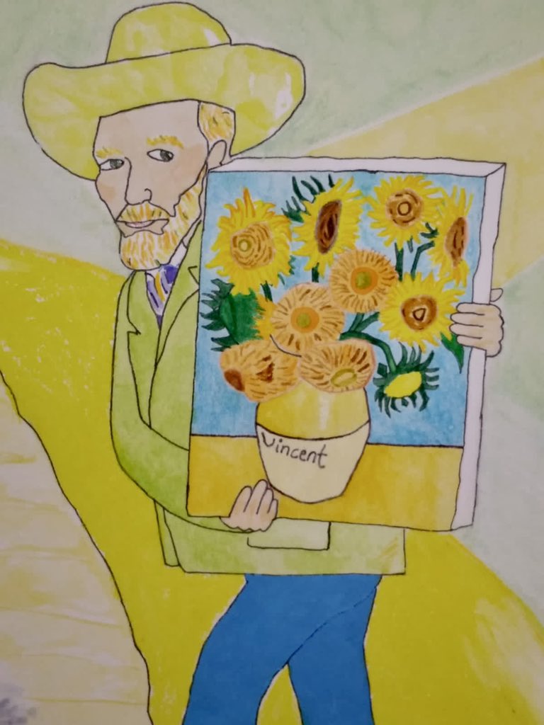 karyatidas's tweet photo. İyi ki doğdun Vincent van Gogh! 

Senin olmadığın bir dünya şüphesiz çok renksiz olacaktı.🎨

Seni, senin renklerinle çizdiğim, anlattığım bu portre benden sana bir doğum günü hediyesi.👩🏻‍🎨 
Kutlu olsun🎂

(Karışık teknik, 2020-21, İstanbul) 

#VanGogh #DoğumGünü https://t.co/gKXK5Y5ZAL