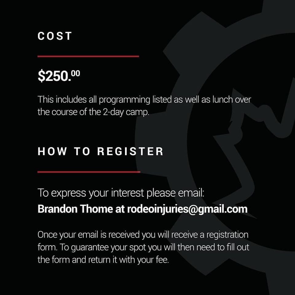 The <a href="/CPRSMT/">Pro Rodeo Sport Med</a> has launched a 2 day Athlete Development Spring Training Camp!
(ONLY 10 SPOTS LEFT)
✔May 8-9th 2021 at the Acumen Clinic in Calgary, AB
INTERESTED? Go to prorodeosportmed.com under 'Athlete Development' 
#prorodeocanada #cpra #rodeo #athletes #sports #training