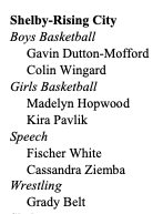 Congratulations to our winter NSAA Activities Academic All-State selections!  These students were leaders in their activity and excelled in the classroom!  Way to go!  #DragPeopleUPtoYourLevel #Leaders