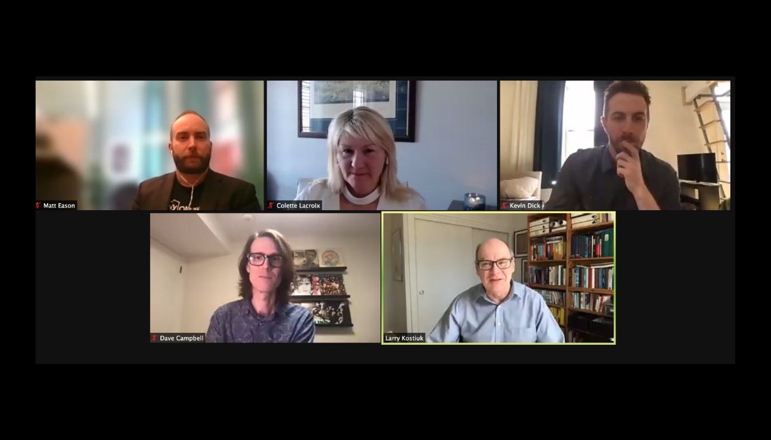 CarletonEngDesg's tweet image. The virtual panel has entered the stage! Hearing from Matt Eason (City of Ottawa), Professor @iamdavecampbell (Carleton), Collette Lacroix (@IBMCanada), and Kevin Dick (@CarletonSce). #DataDay7