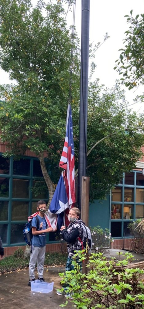 MrsSchmidt_CE's tweet photo. These two awesome boys raise the flag everyday! They have learned the importance of the flags &amp; why, when and how to raise the flags half staff. #mbebears2020 #mbeisfamily #LightTheWay #HumbleISD_MBE @MBE_TinelliPE @MBE_AP https://t.co/5P82RTp9lc