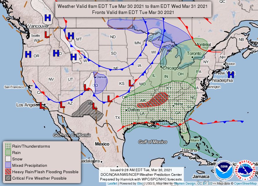 Rodbod52's tweet photo. Today's Forecast and Thunderstorm Outlook Mar 30 2021
  2  % Tornado Risk Charlotte, NC...Virginia Beach, VA Atlanta, GA Raleigh, NC Norfolk, VA    5 % Hail Charlotte, NC...New Orleans, LA...Atlanta, GA...Birmingham, AL...Baton Rouge, LA..  #Tornado #KansasCity #Missouri #Kansas https://t.co/sBo0rUW52e