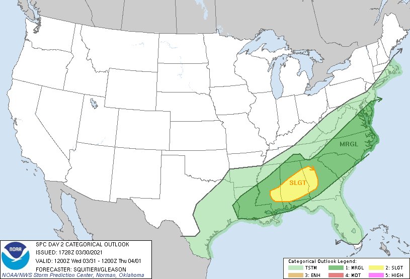 Rodbod52's tweet photo. Today's Forecast and Thunderstorm Outlook Mar 30 2021
  2  % Tornado Risk Charlotte, NC...Virginia Beach, VA Atlanta, GA Raleigh, NC Norfolk, VA    5 % Hail Charlotte, NC...New Orleans, LA...Atlanta, GA...Birmingham, AL...Baton Rouge, LA..  #Tornado #KansasCity #Missouri #Kansas https://t.co/sBo0rUW52e